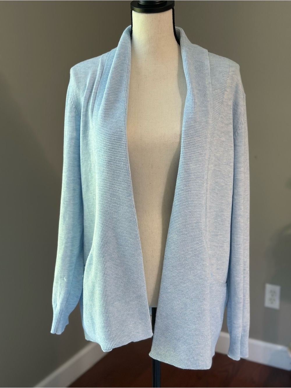Light Blue Open-Front Women's Open Cardigan Sweater